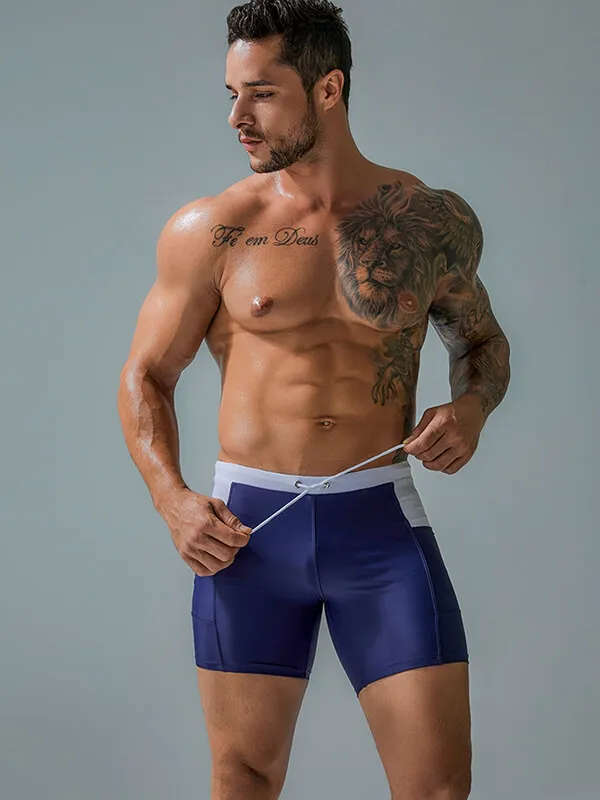 Sports Waterproof Beach Boxer Shorts with Drawstring and Pockets - SF0772