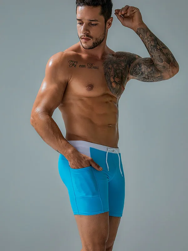 Sports Waterproof Beach Boxer Shorts with Drawstring and Pockets - SF0772