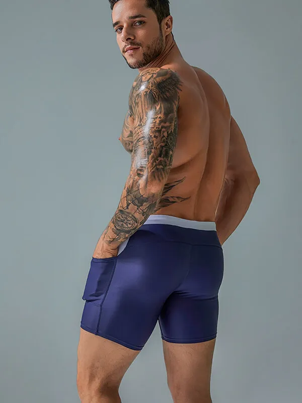 Sports Waterproof Beach Boxer Shorts with Drawstring and Pockets - SF0772