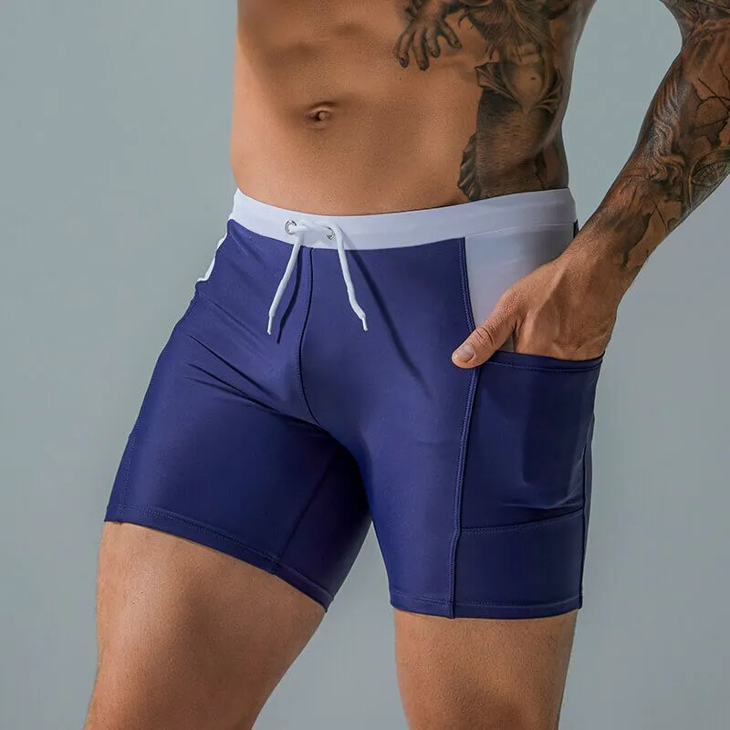 Sports Waterproof Beach Boxer Shorts with Drawstring and Pockets - SF0772