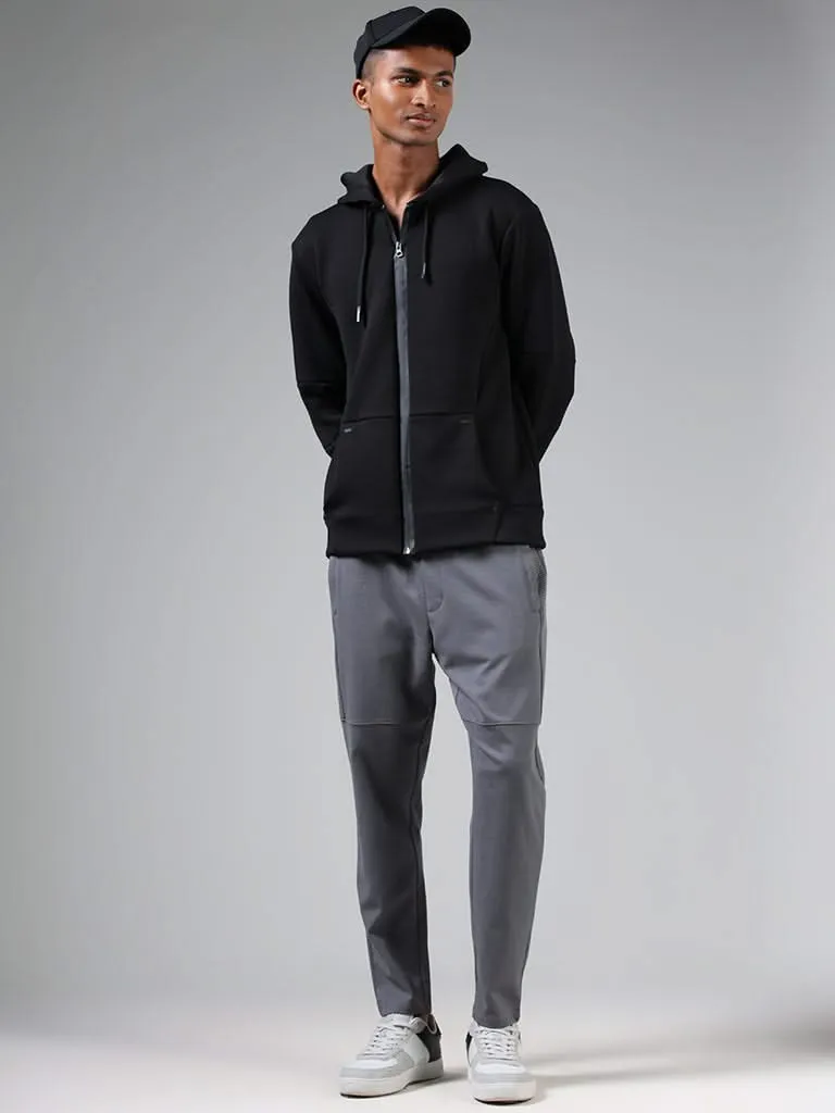 Studiofit Black Relaxed-Fit Hoodie Jacket