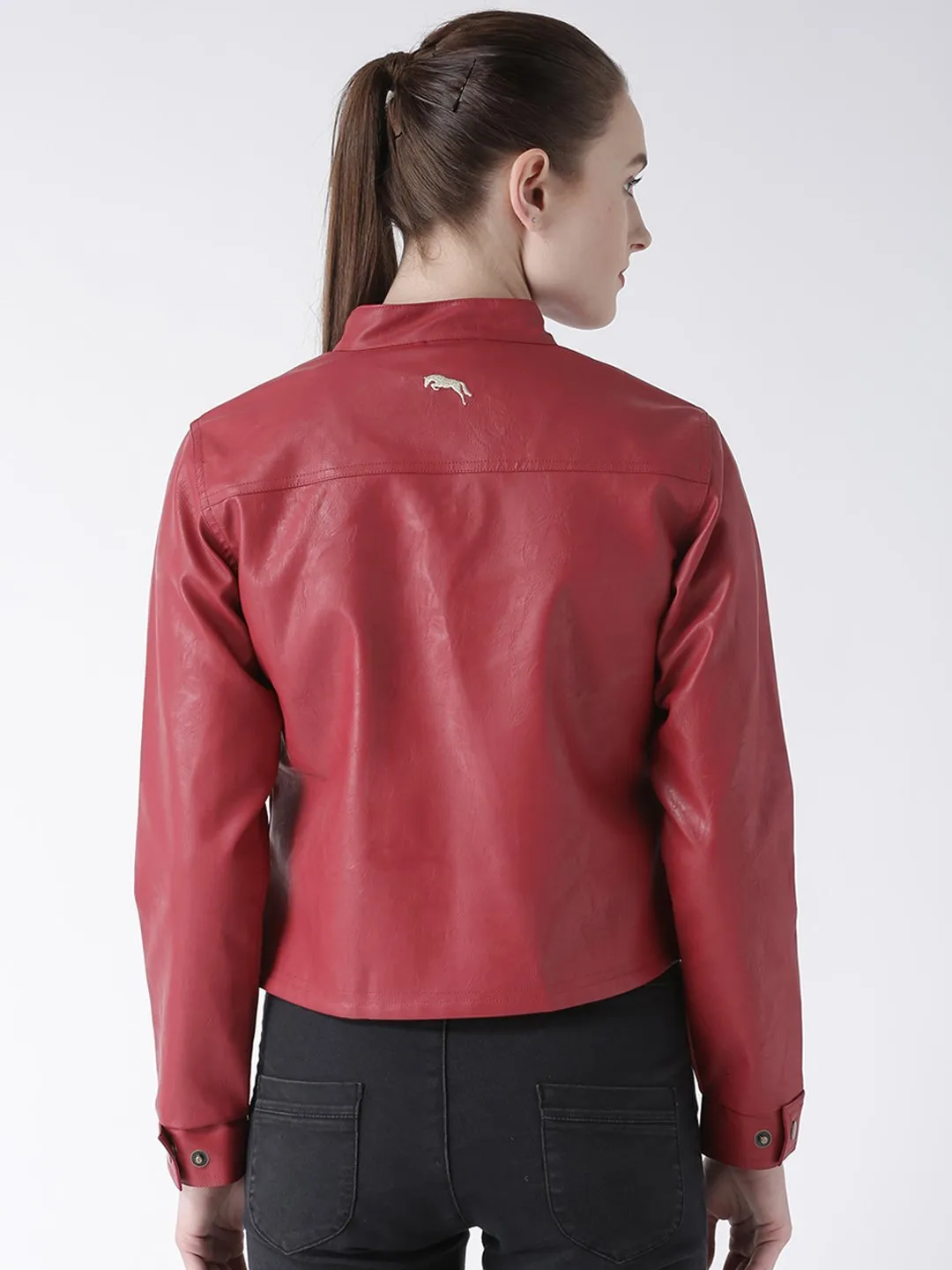 Women Casual Long Sleeve  Red Winter Jacket