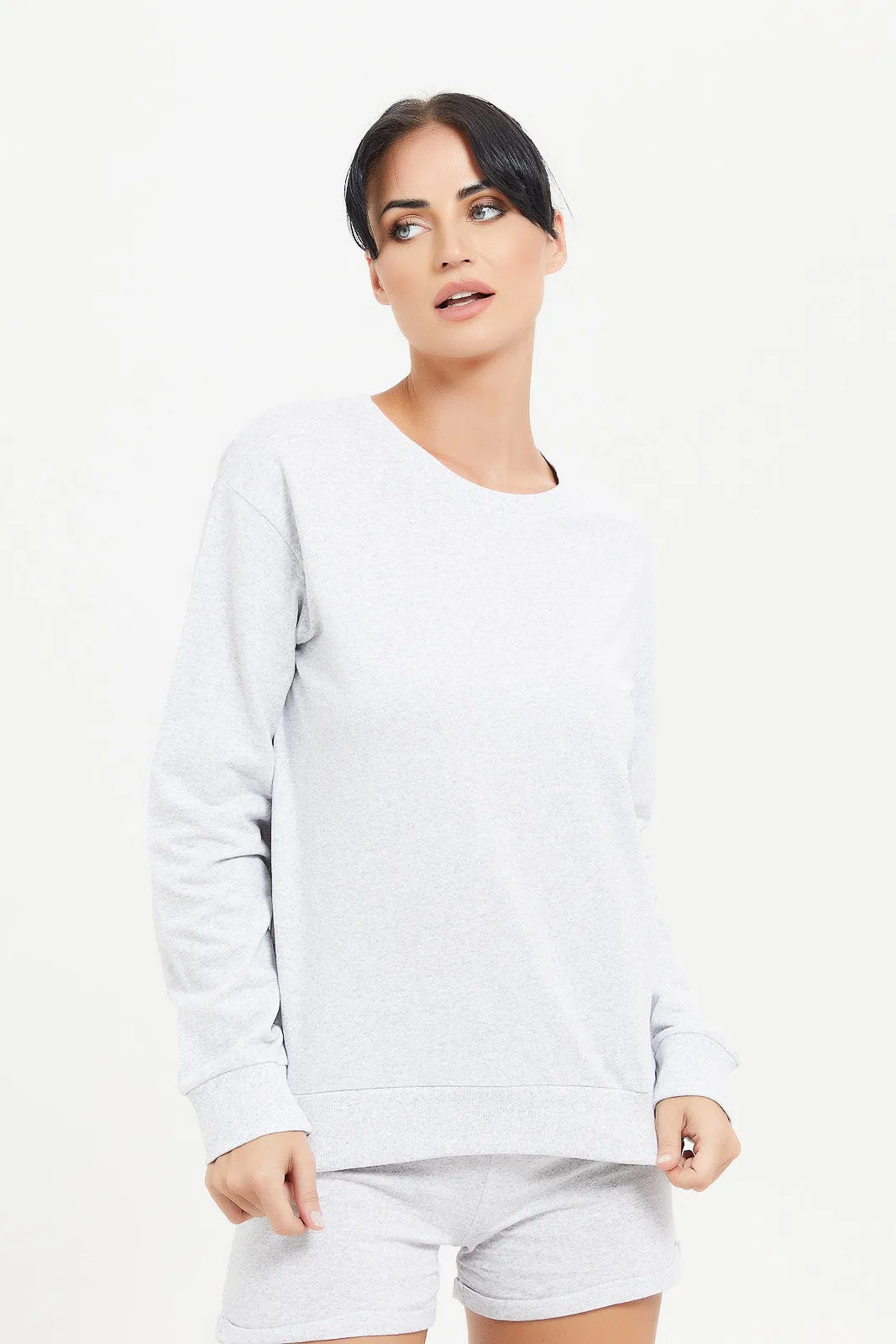 Women Grey Long Sleeve Sweatshirt