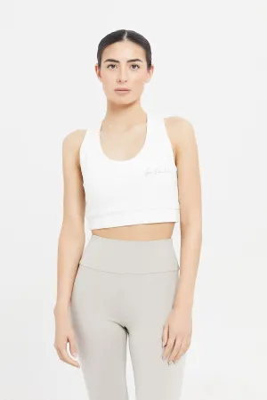 Women White Plain Sports Bra