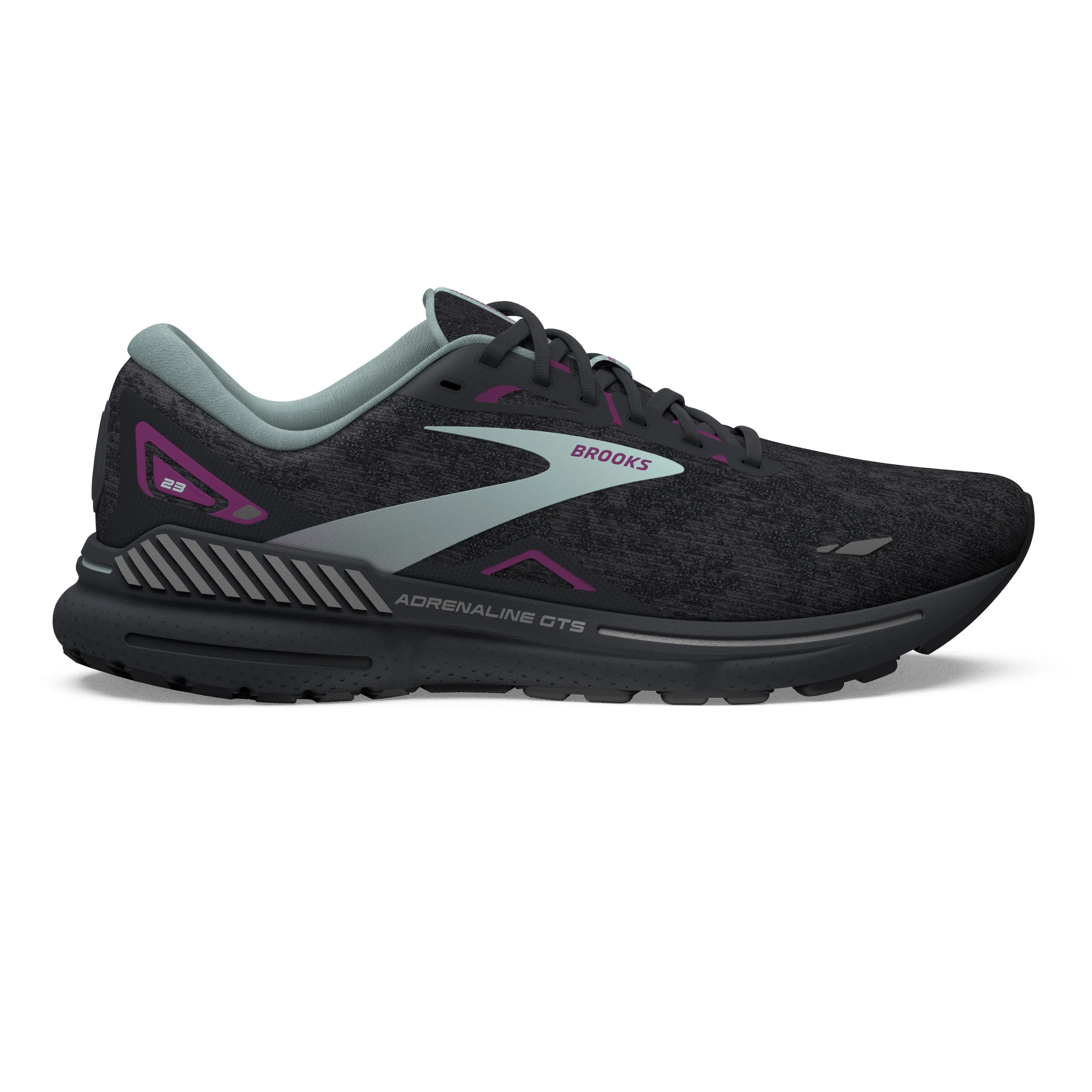 Women's Brooks Adrenaline GTS 23 1203811D072 Color: Black/Light Blue/Purple (WIDE WIDTH)