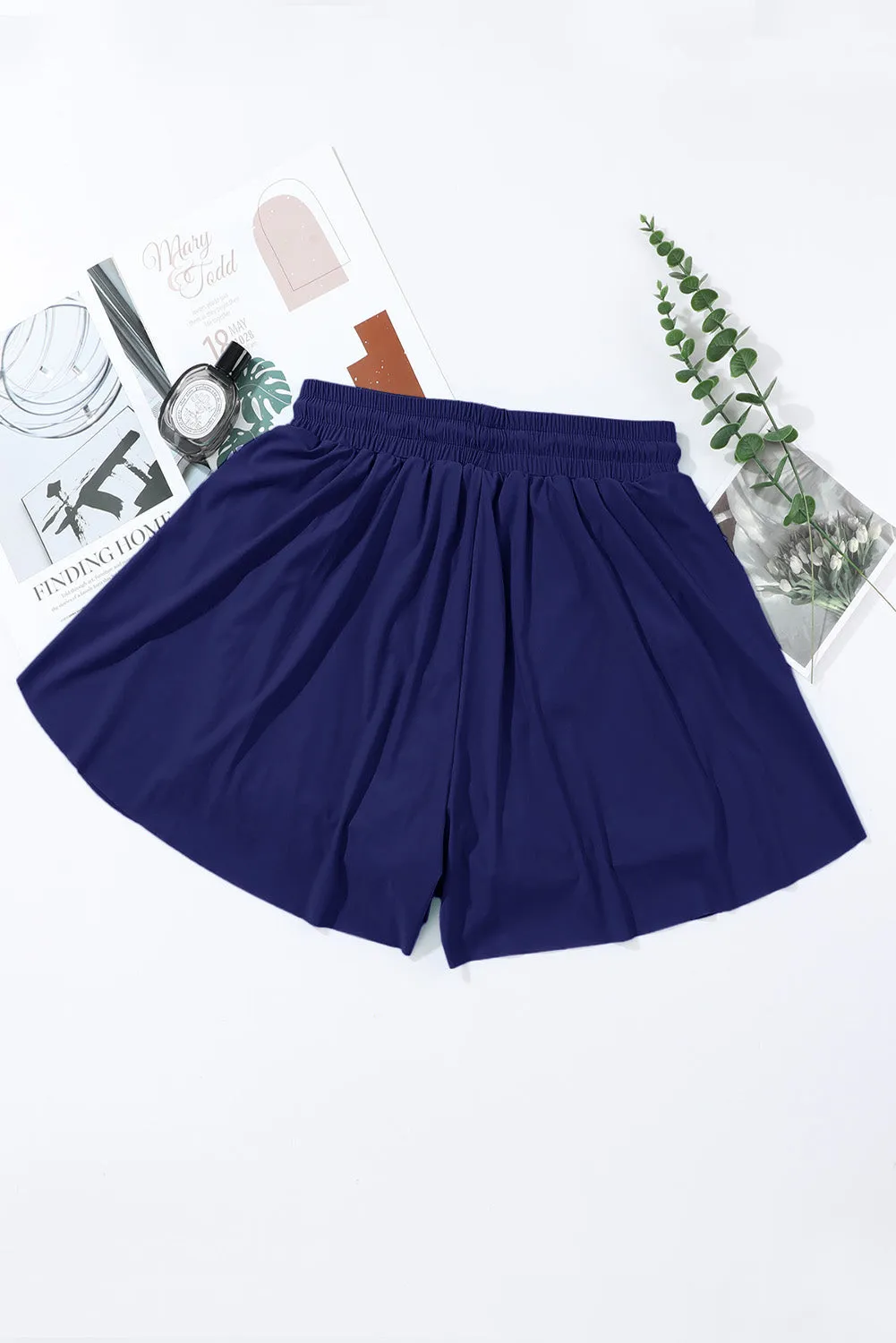 Women's High Waisted Swim Skirt Shorts Quick Dry Swim Bottoms with Pockets