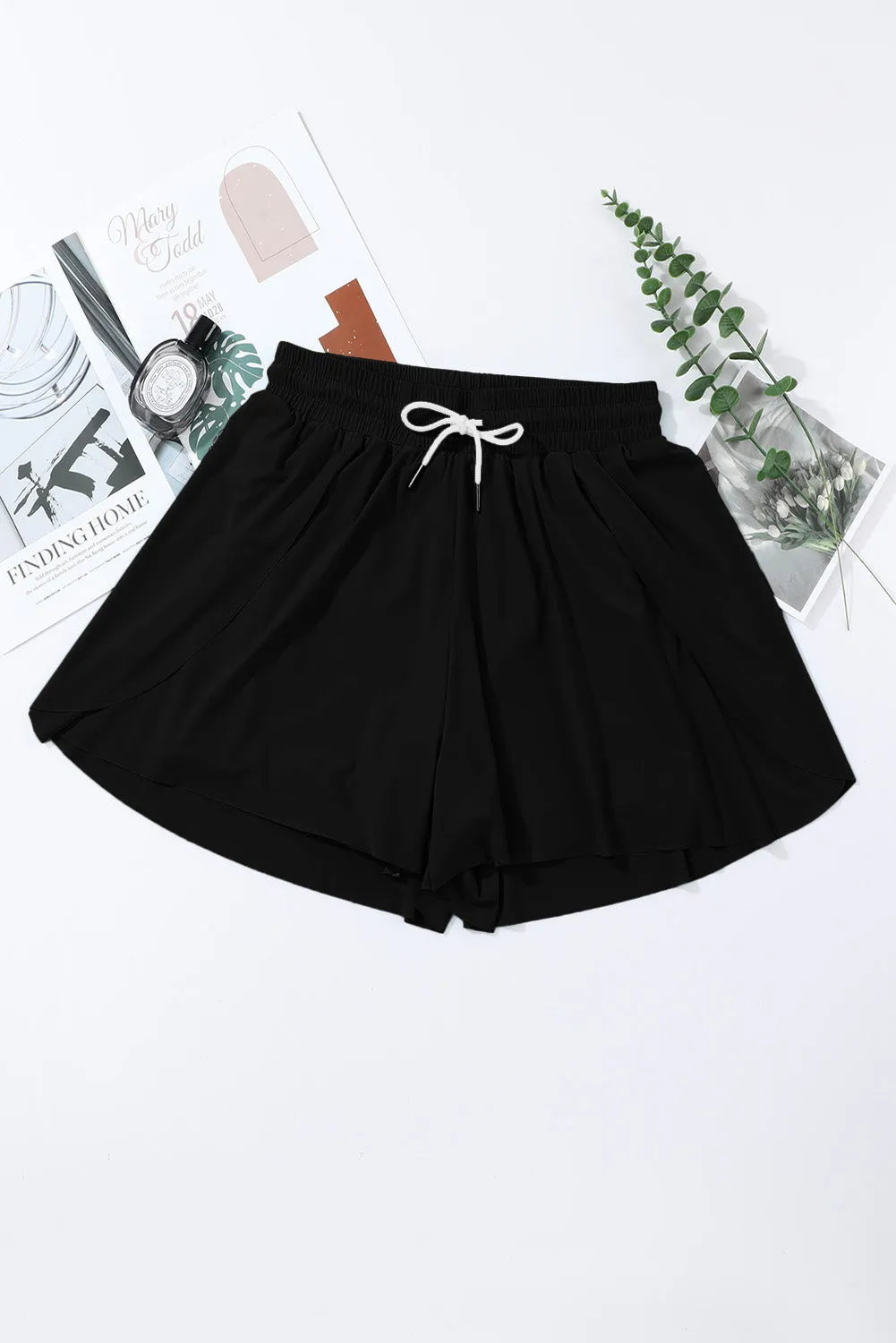 Women's High Waisted Swim Skirt Shorts Quick Dry Swim Bottoms with Pockets